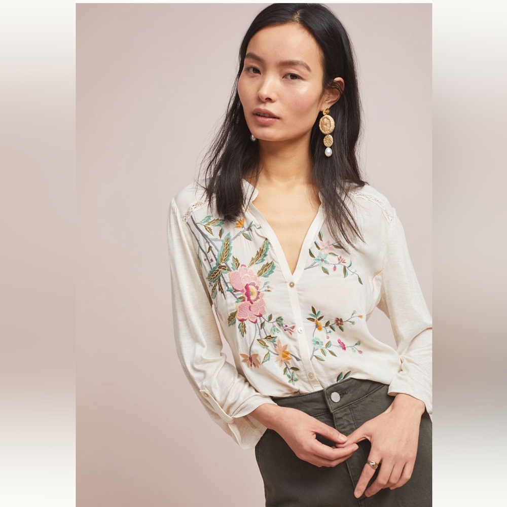 Floral Embroidered Blouse from Anthropologie, Tiny brand, size medium